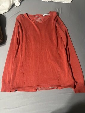 Stitches and stripes Rust Red Lightweight Knit Sweater